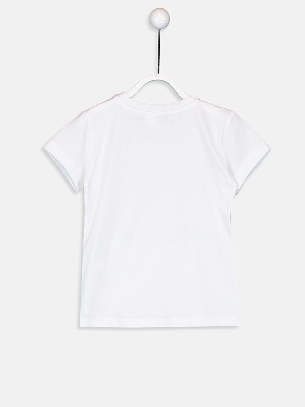 Beyaz Bisiklet Yaka Kısa Kollu Erkek Bebek Tişört-1