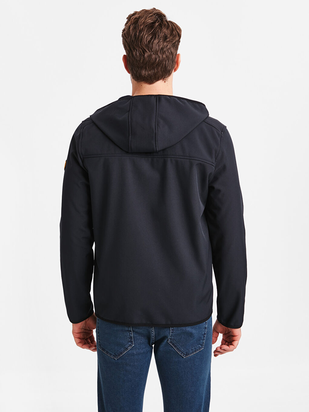Lacivert Kapüşonlu Dik Yaka İnce Erkek Yağmurluk-2