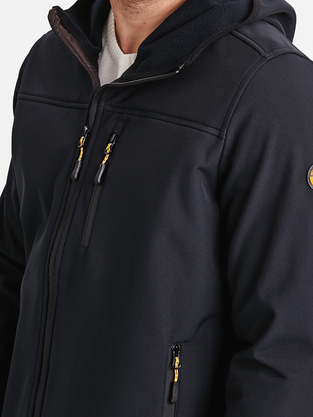 Lacivert Kapüşonlu Dik Yaka İnce Erkek Yağmurluk-4