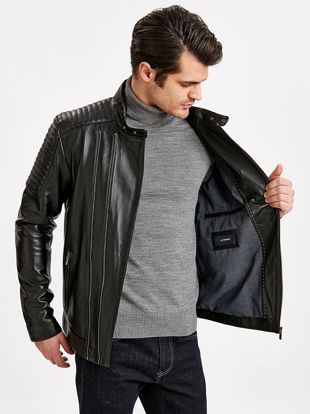 Siyah Erkek Deri Mont-1