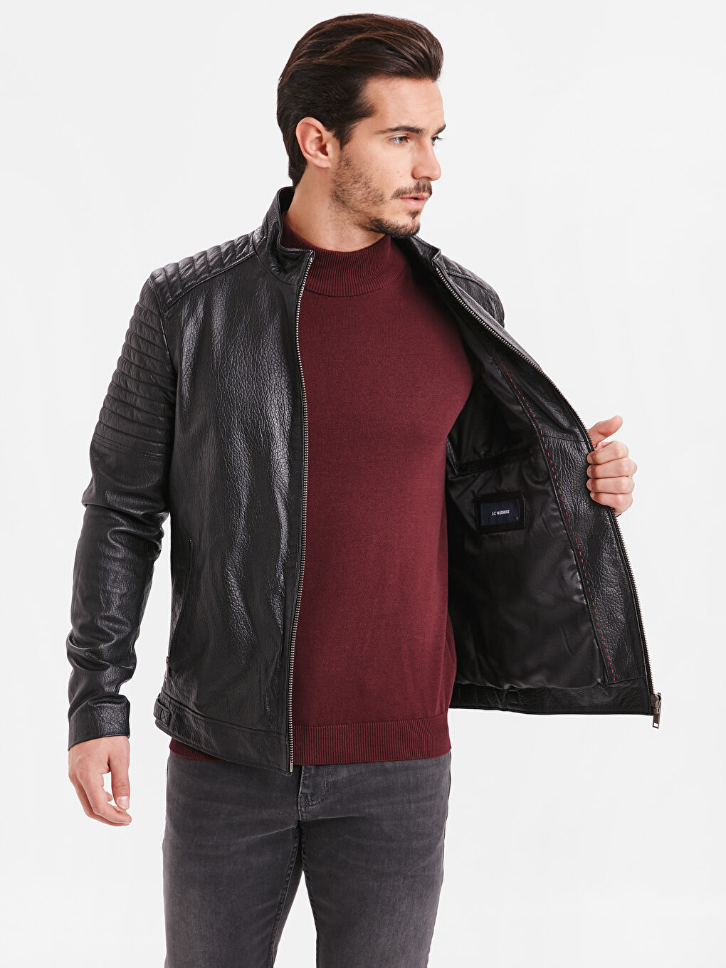 Siyah Erkek Deri Mont-1