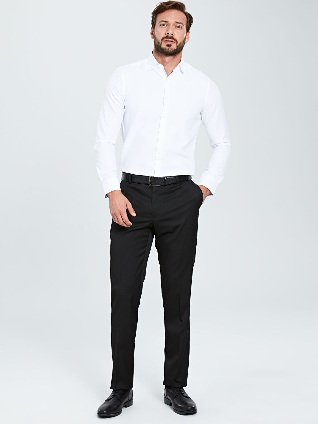 Siyah Dar Kalıp Takım Elbise Pantolonu-1