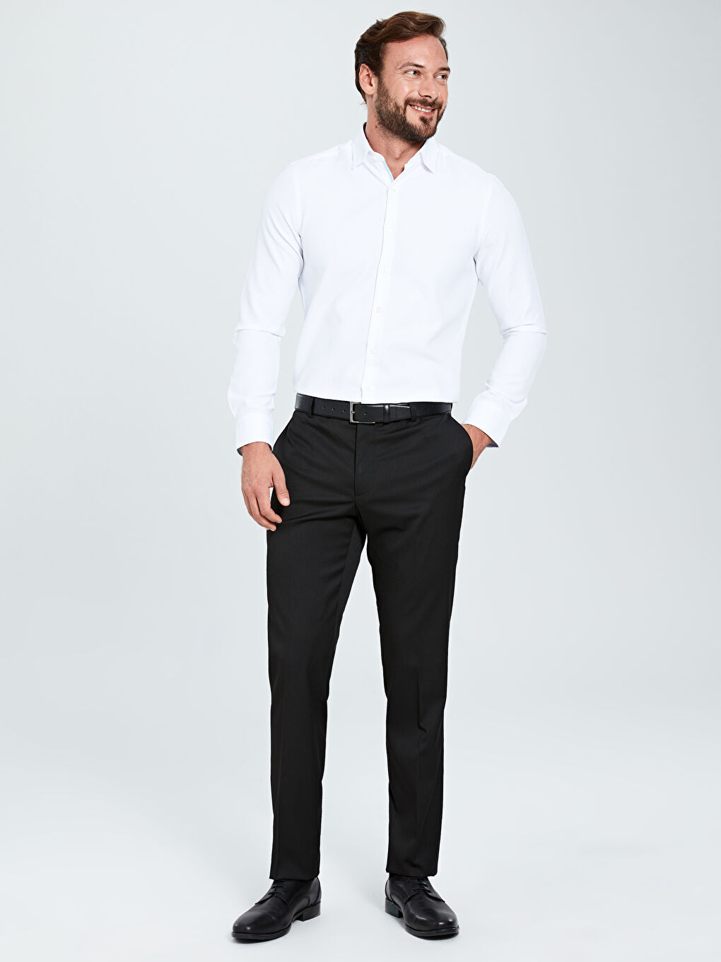 Siyah Dar Kalıp Takım Elbise Pantolonu-2