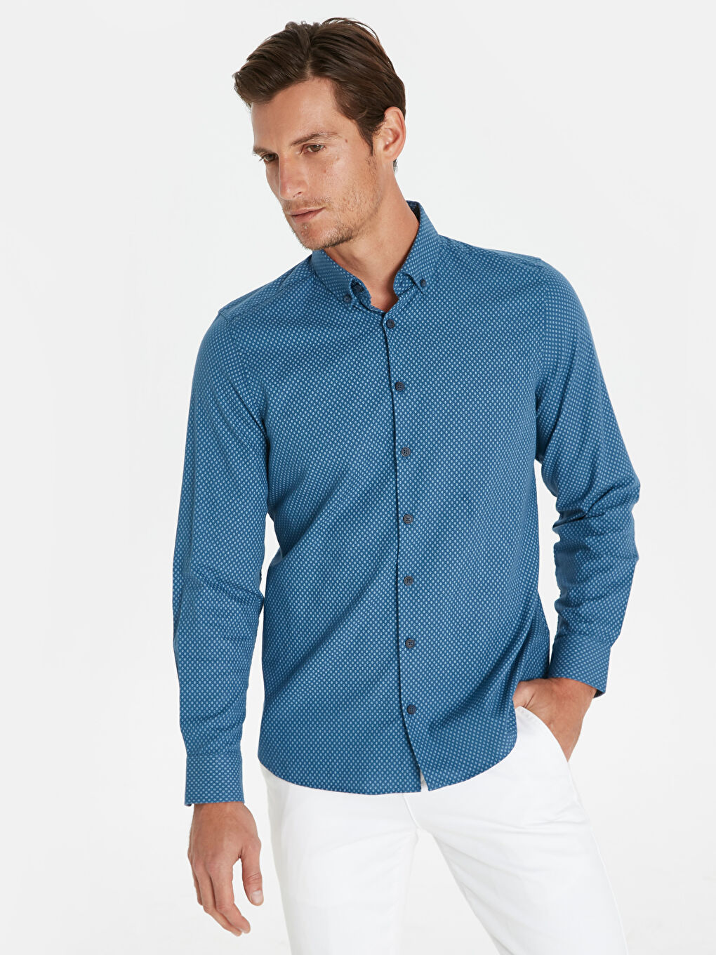 Chemise Oxford Slim Fit à Manches Longues pour Hommes-1