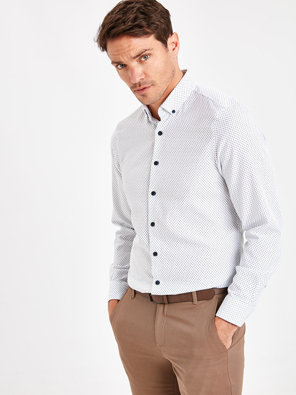 Beyaz Oxford Erkek Gömlek-1