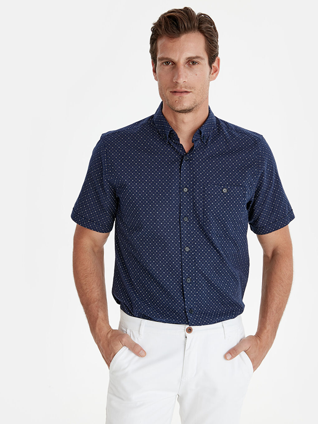 Lacivert Poplin Erkek Gömlek-2