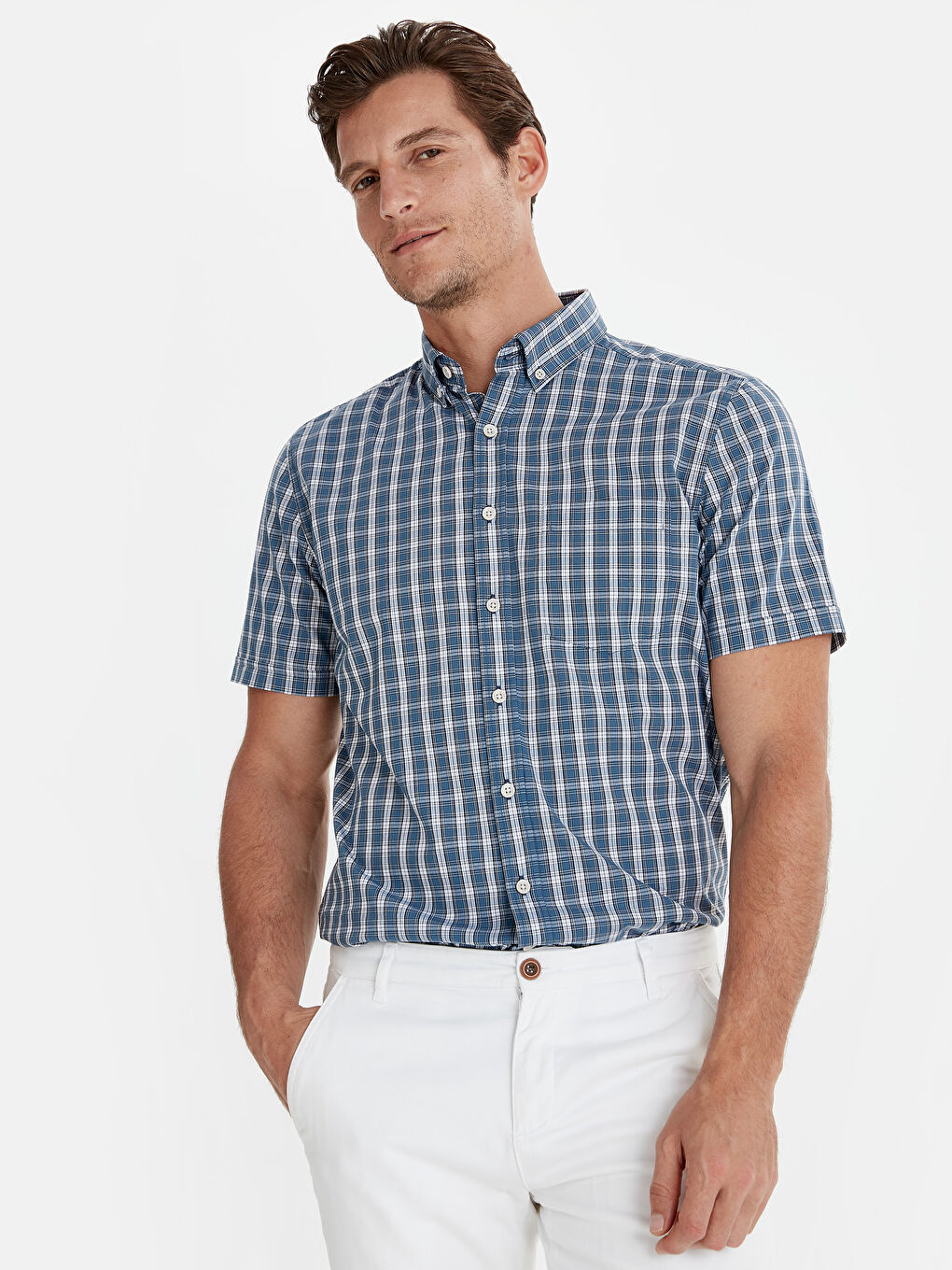 Mavi Poplin Erkek Gömlek