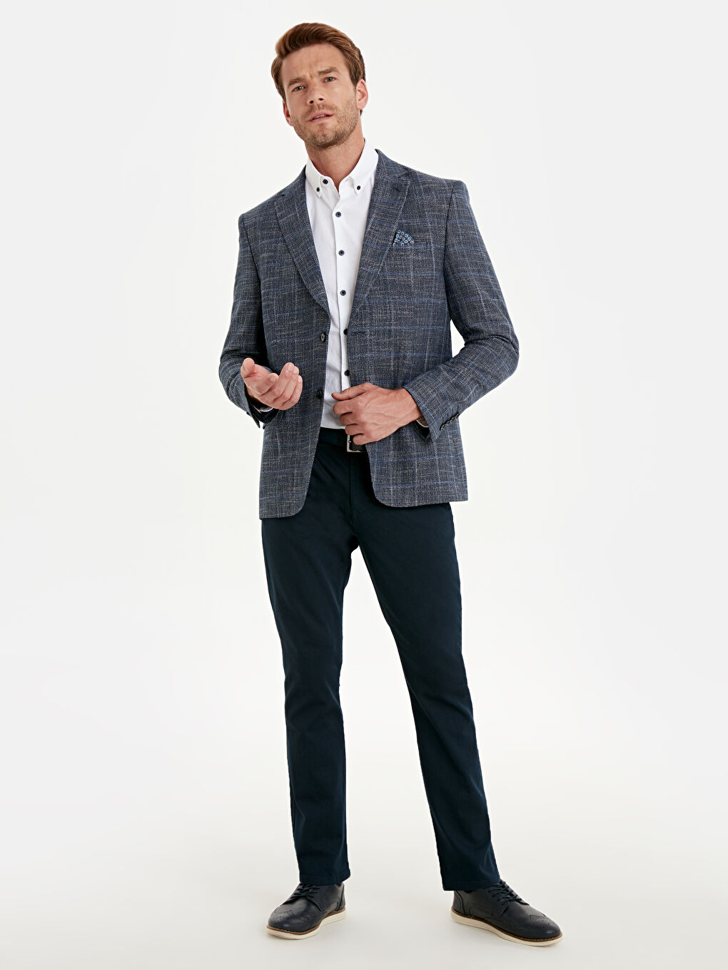 Lacivert Slim Fit Armürlü Erkek Pantolon