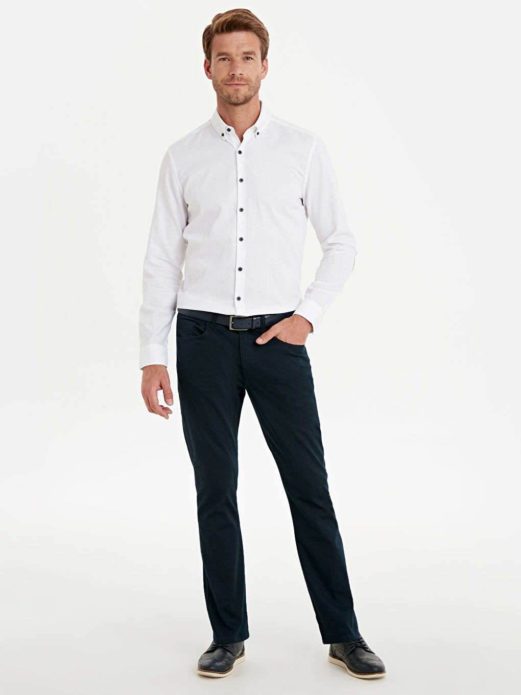 Lacivert Slim Fit Armürlü Erkek Pantolon-1