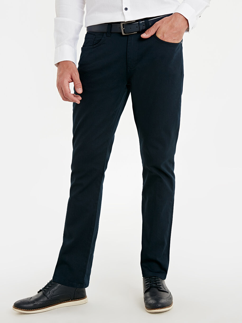 Lacivert Slim Fit Armürlü Erkek Pantolon-2