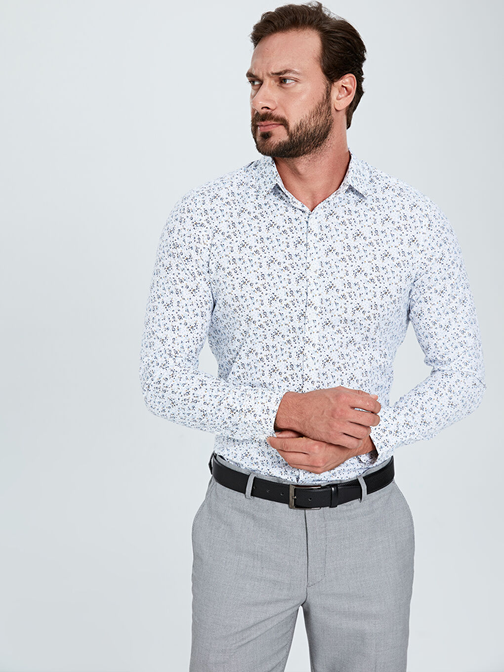 Beyaz Poplin Erkek Gömlek-1