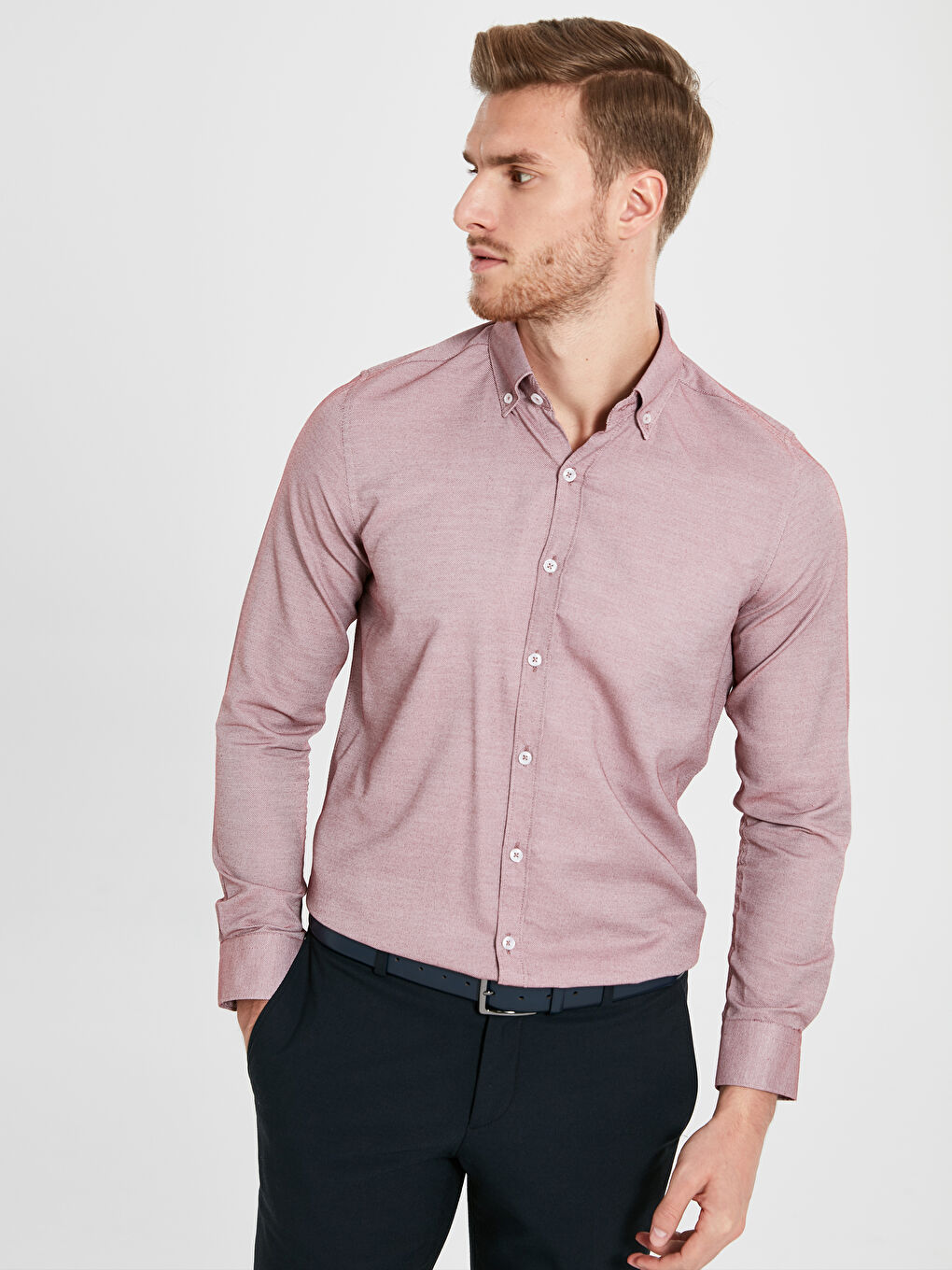 Мужчины Бордовый Рубашка-1