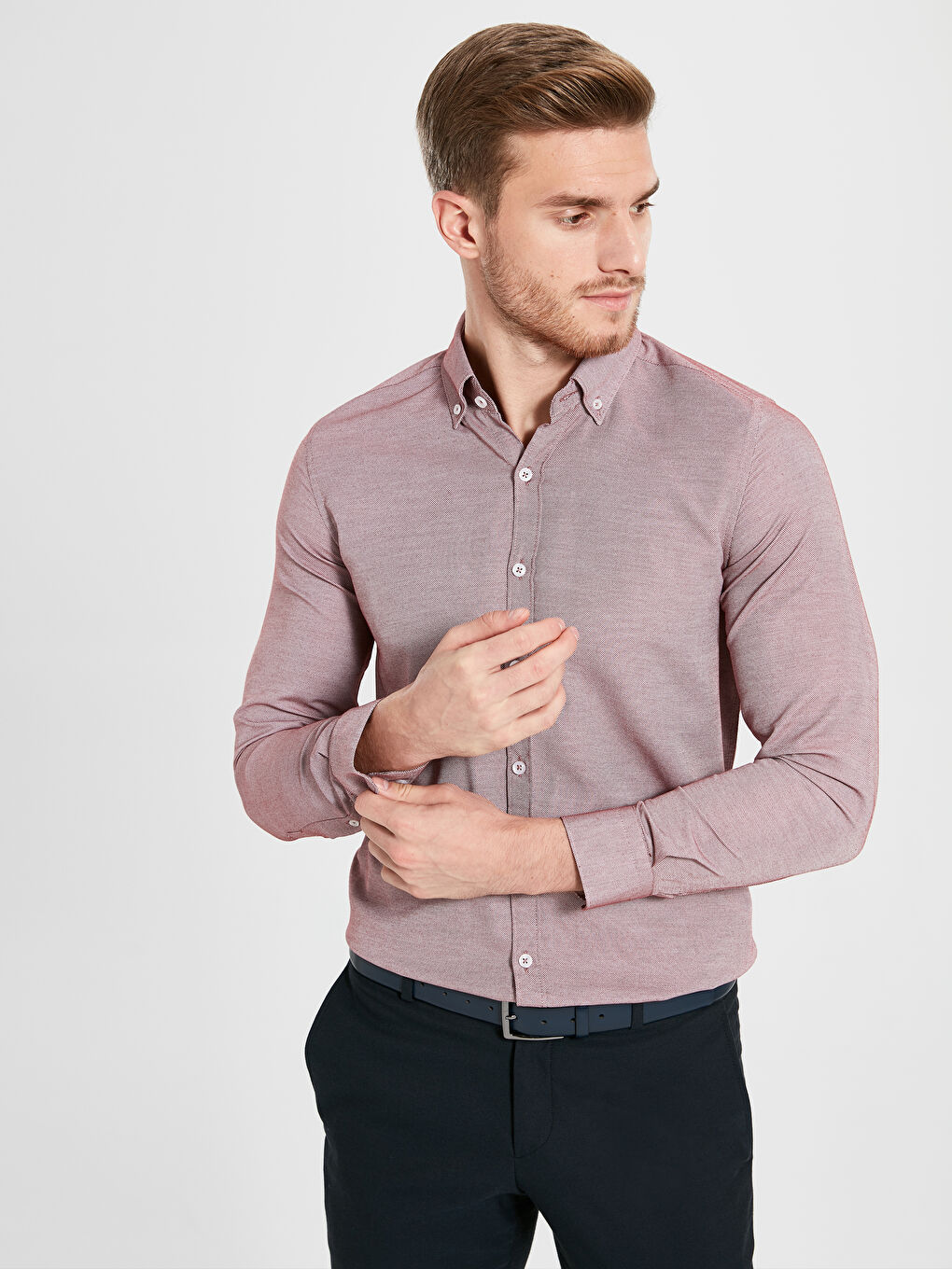 Мужчины Бордовый Рубашка-2