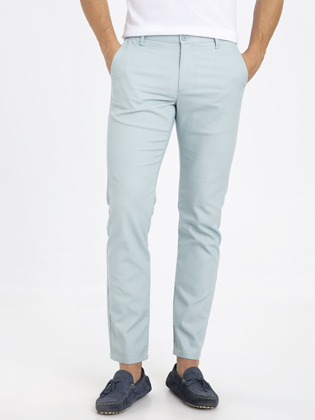 Mavi Slim Fit Dokulu Erkek Pantolon-1