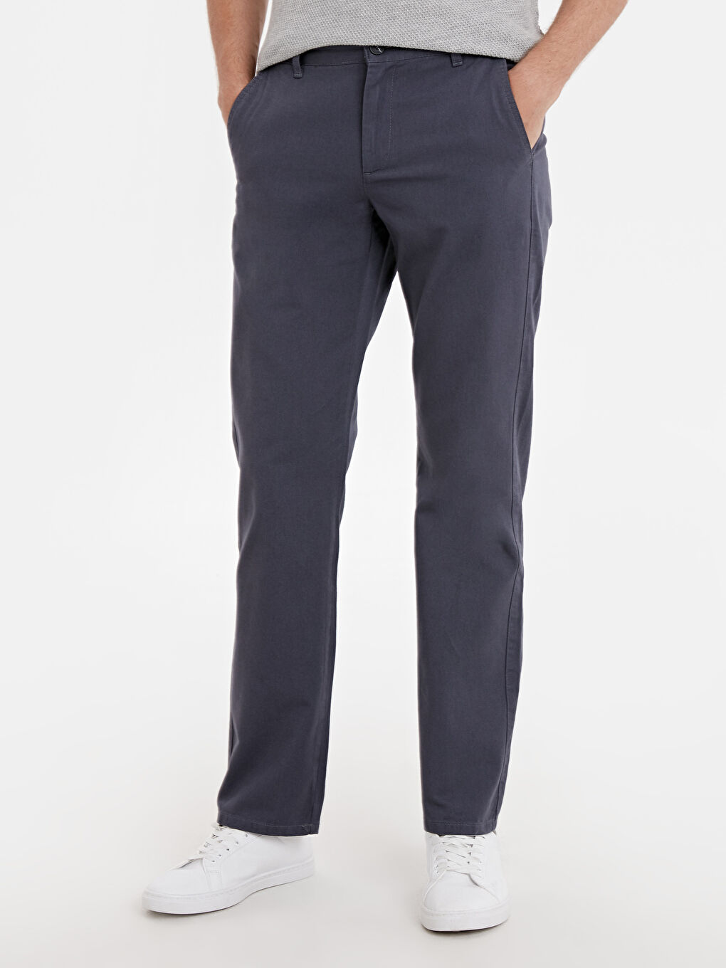 Antrasit Geniş Kalıp Gabardin Erkek Chino Pantolon-1