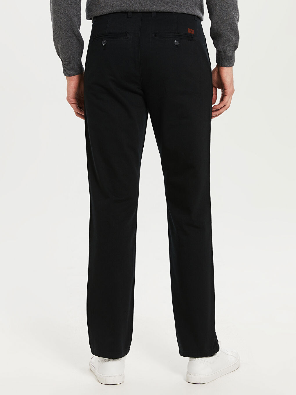 Siyah Geniş Kalıp Gabardin Erkek Chino Pantolon-4