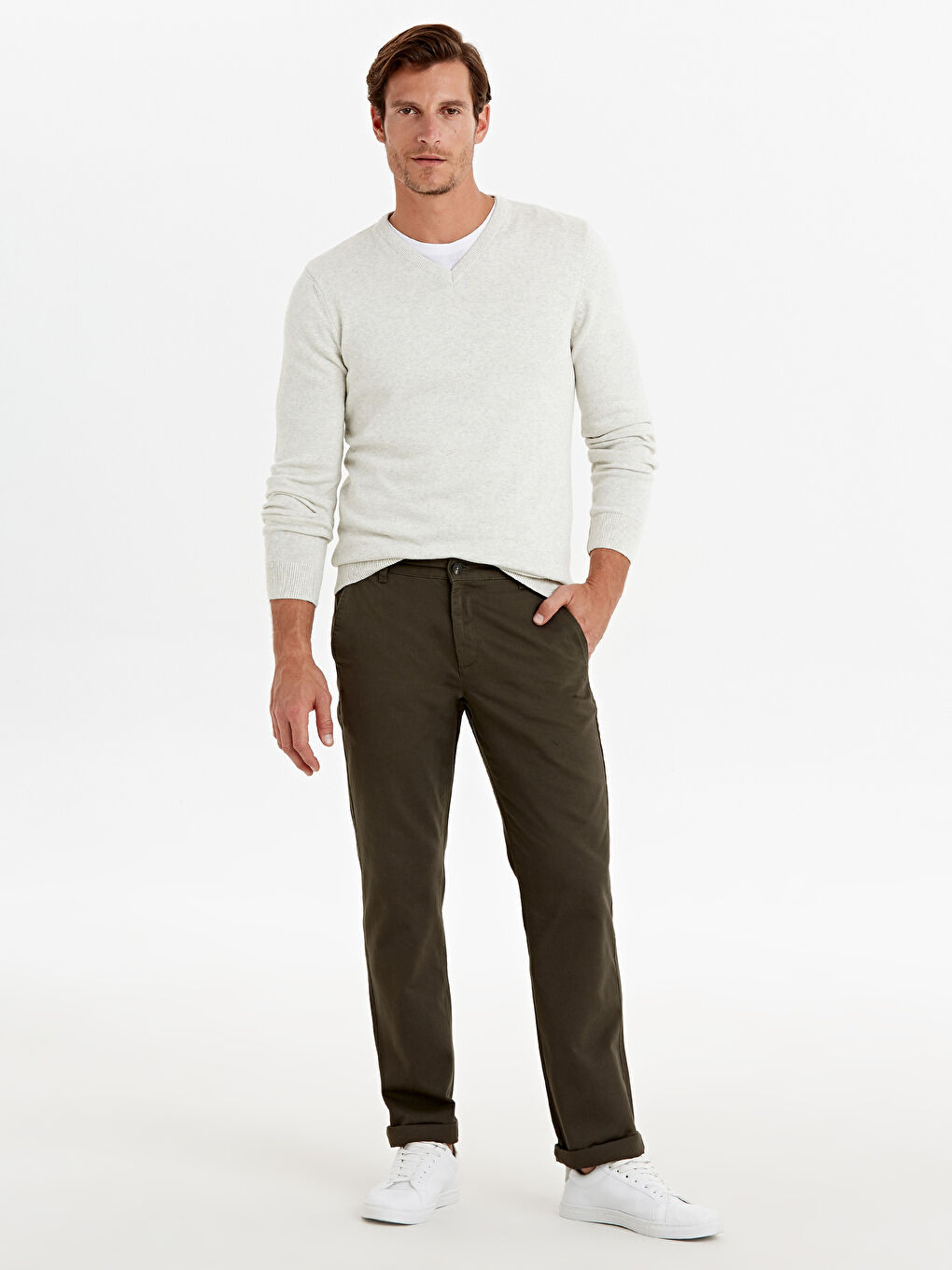 Loose Fit Gabardine Chino Trousers