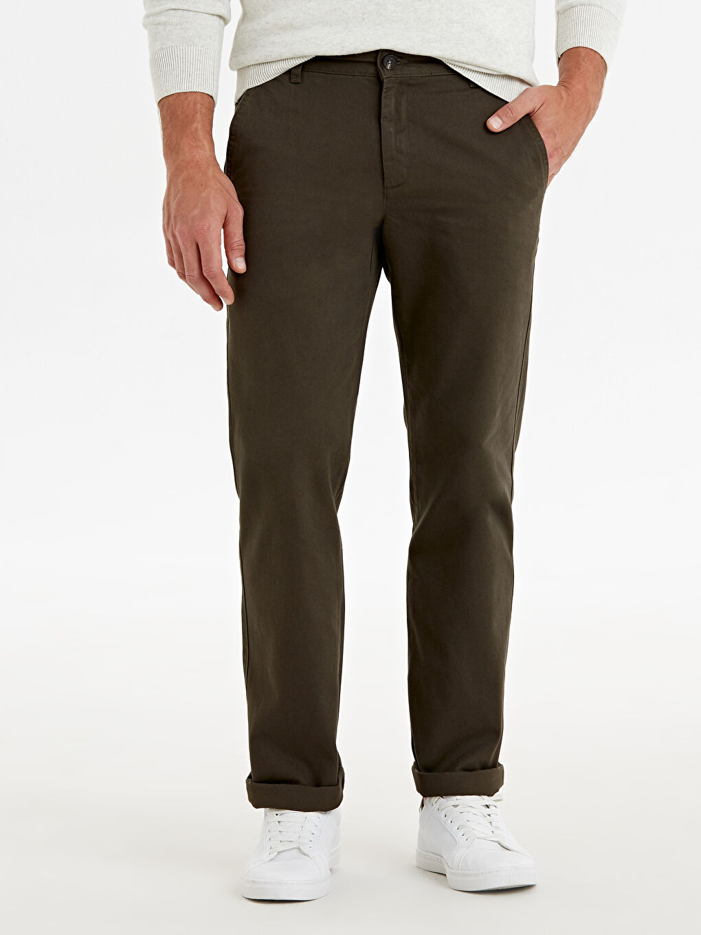 Loose Fit Gabardine Chino Trousers-1