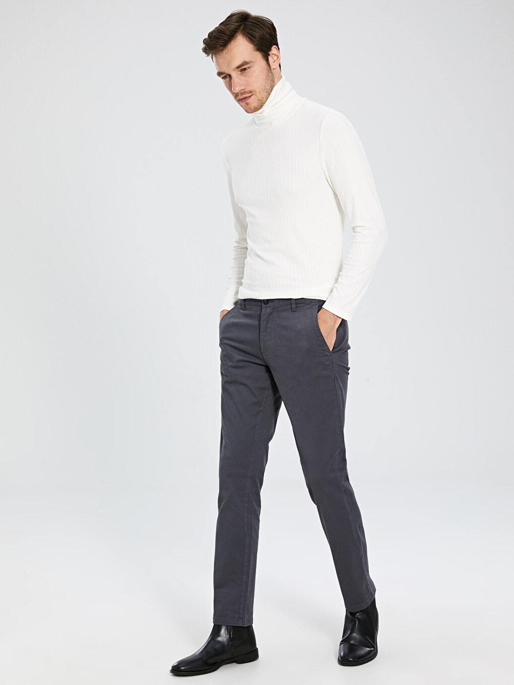 Man Grey Chino Trousers-1