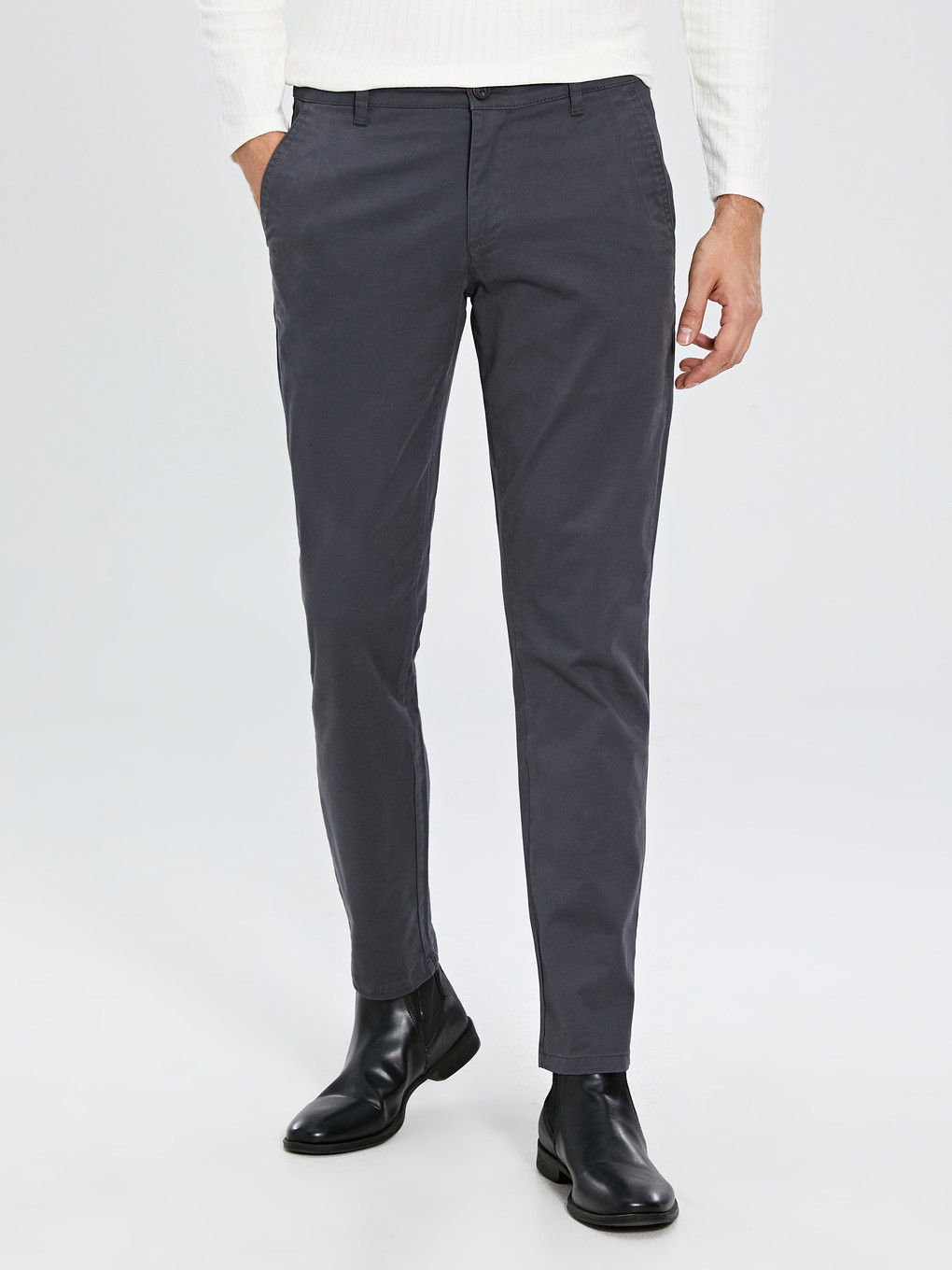 Man Grey Chino Trousers-2