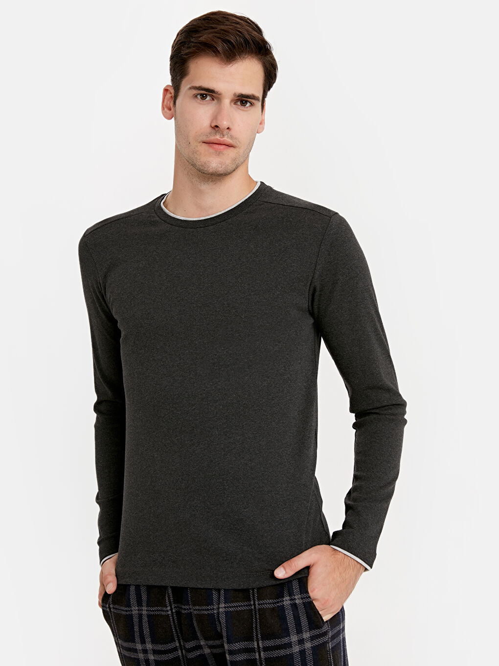 Antrasit Standart Kalıp Erkek Pijama Üst