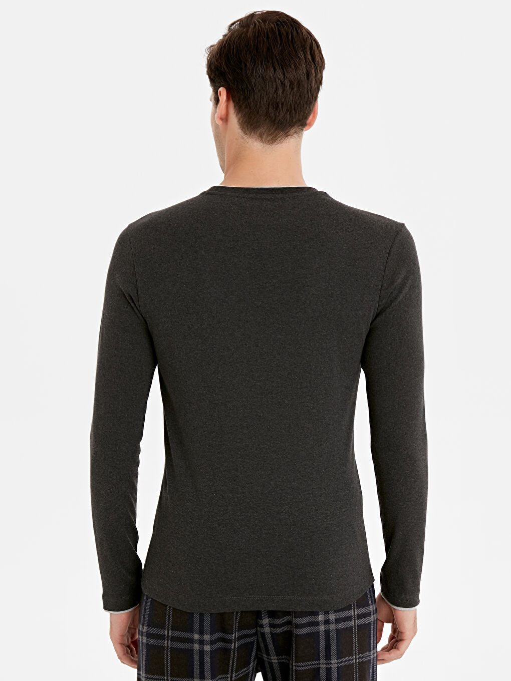 Antrasit Standart Kalıp Erkek Pijama Üst-2