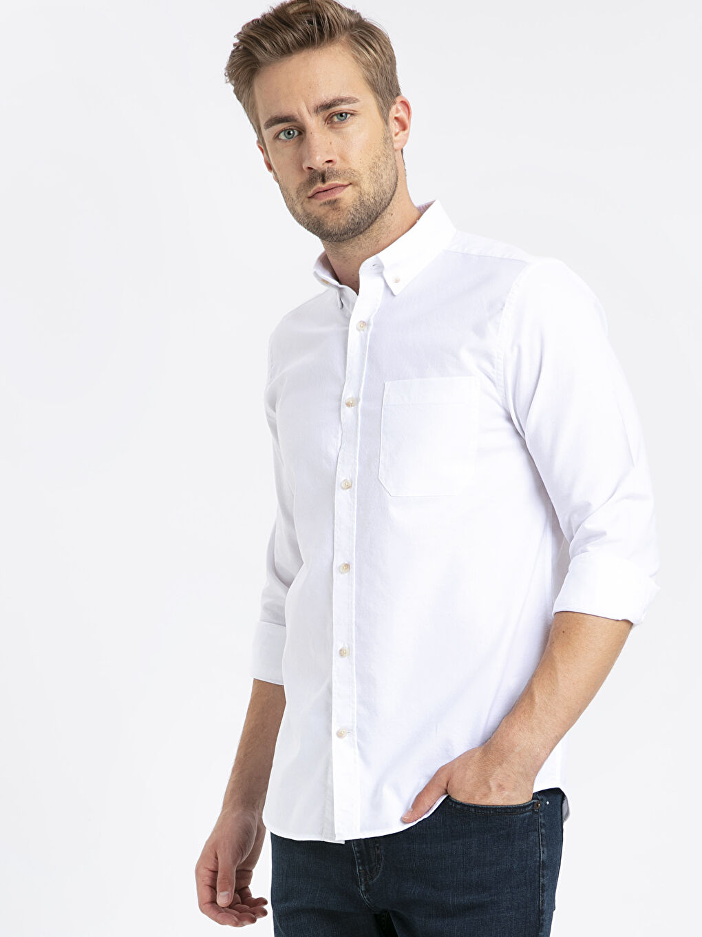 Chemise Oxford à Manches Longues Coupe Régulière