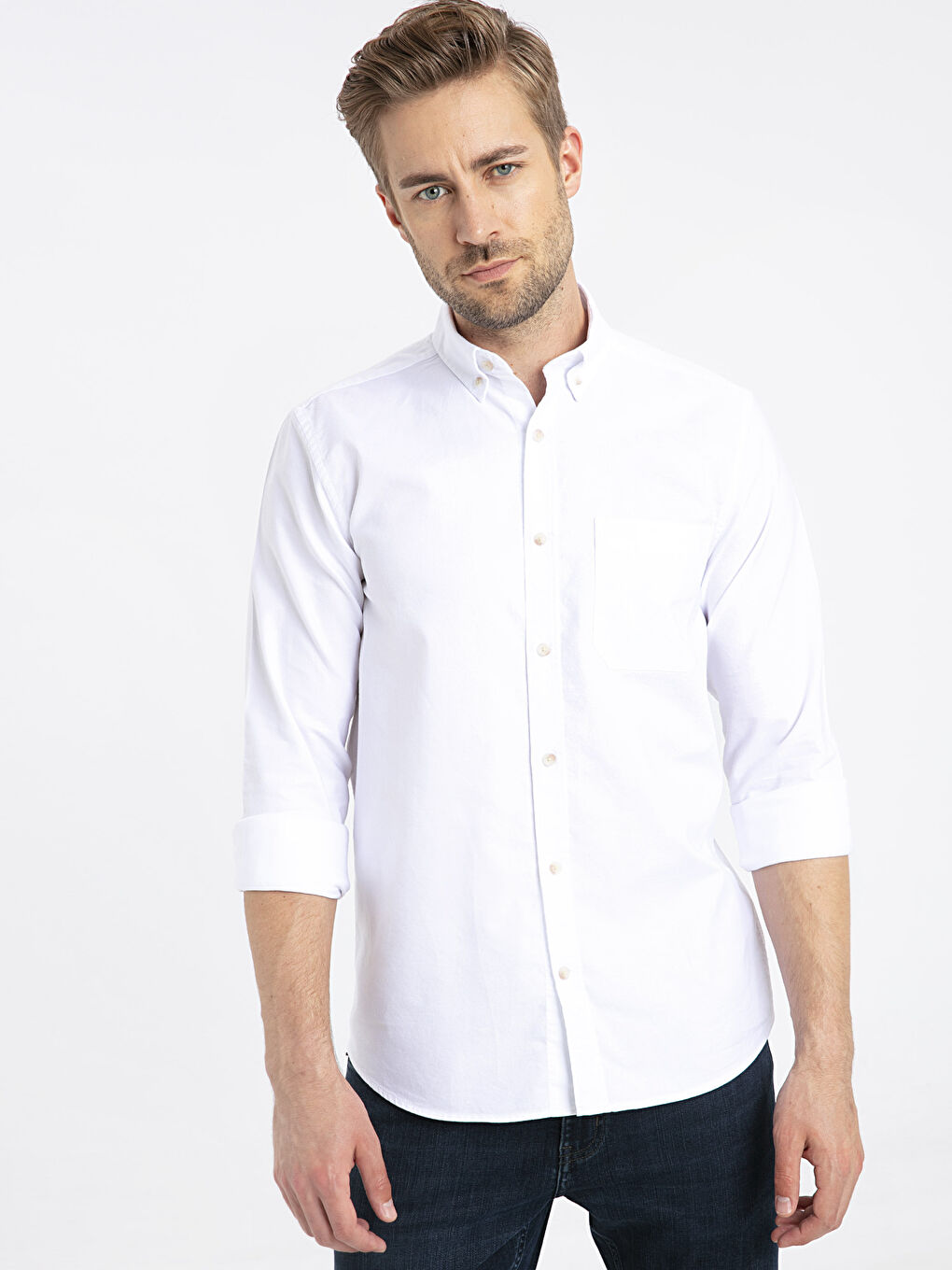 Chemise Oxford à Manches Longues Coupe Régulière-1