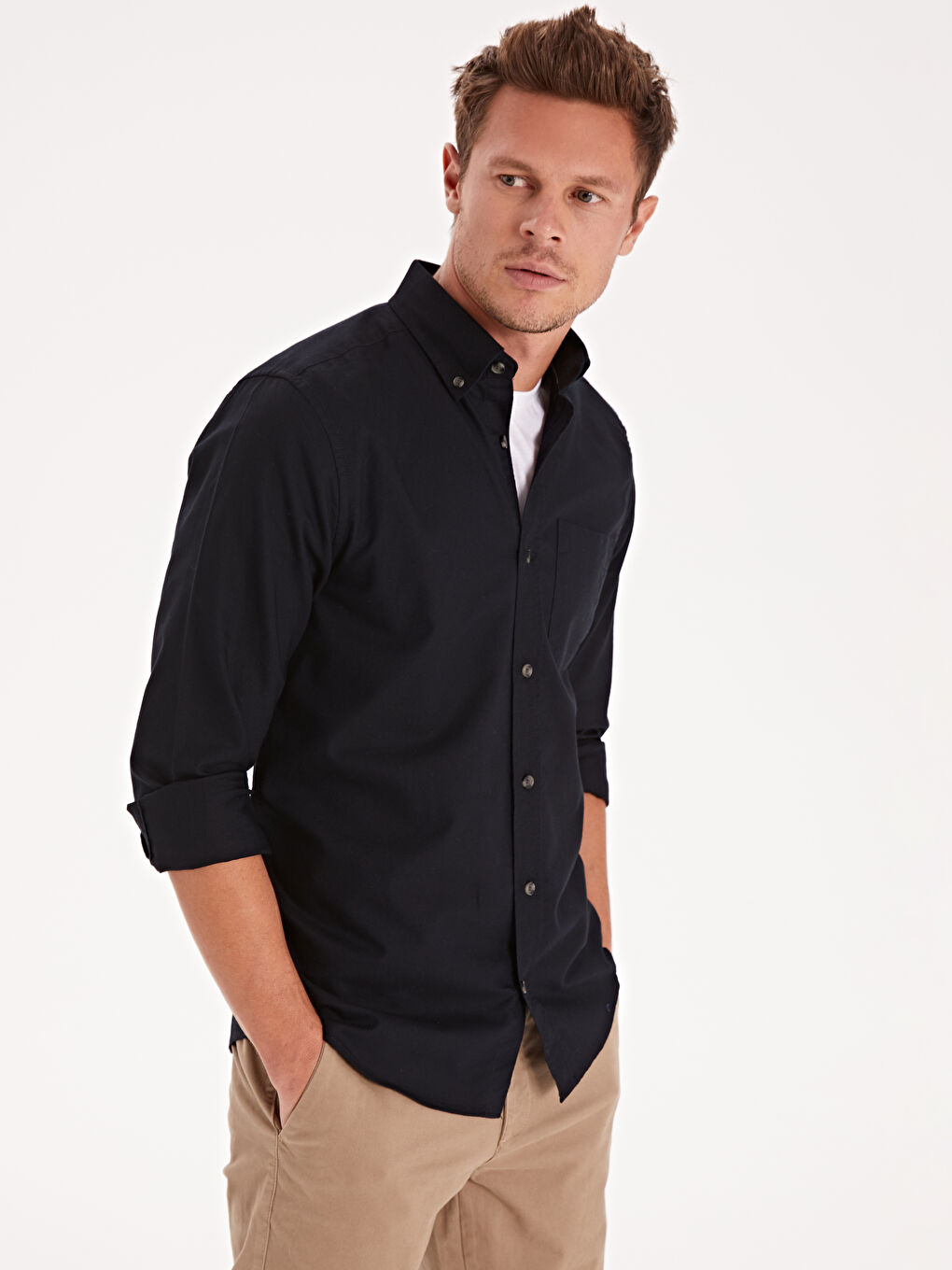 Regular Fit Long Sleeve Oxford Shirt-2