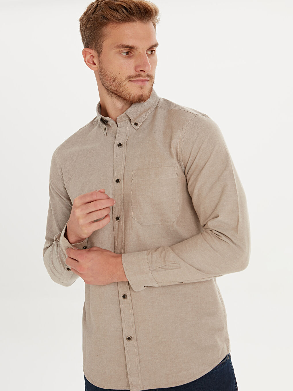 Chemise Oxford à Manches Longues Coupe Régulière-1