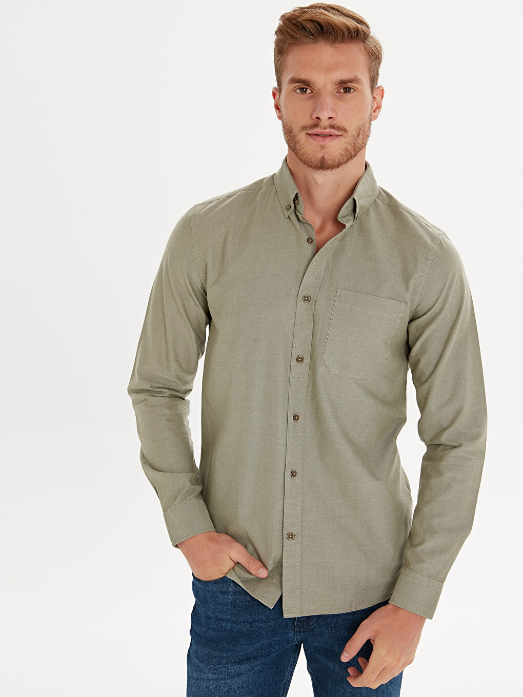 Chemise Oxford à Manches Longues Coupe Régulière-1