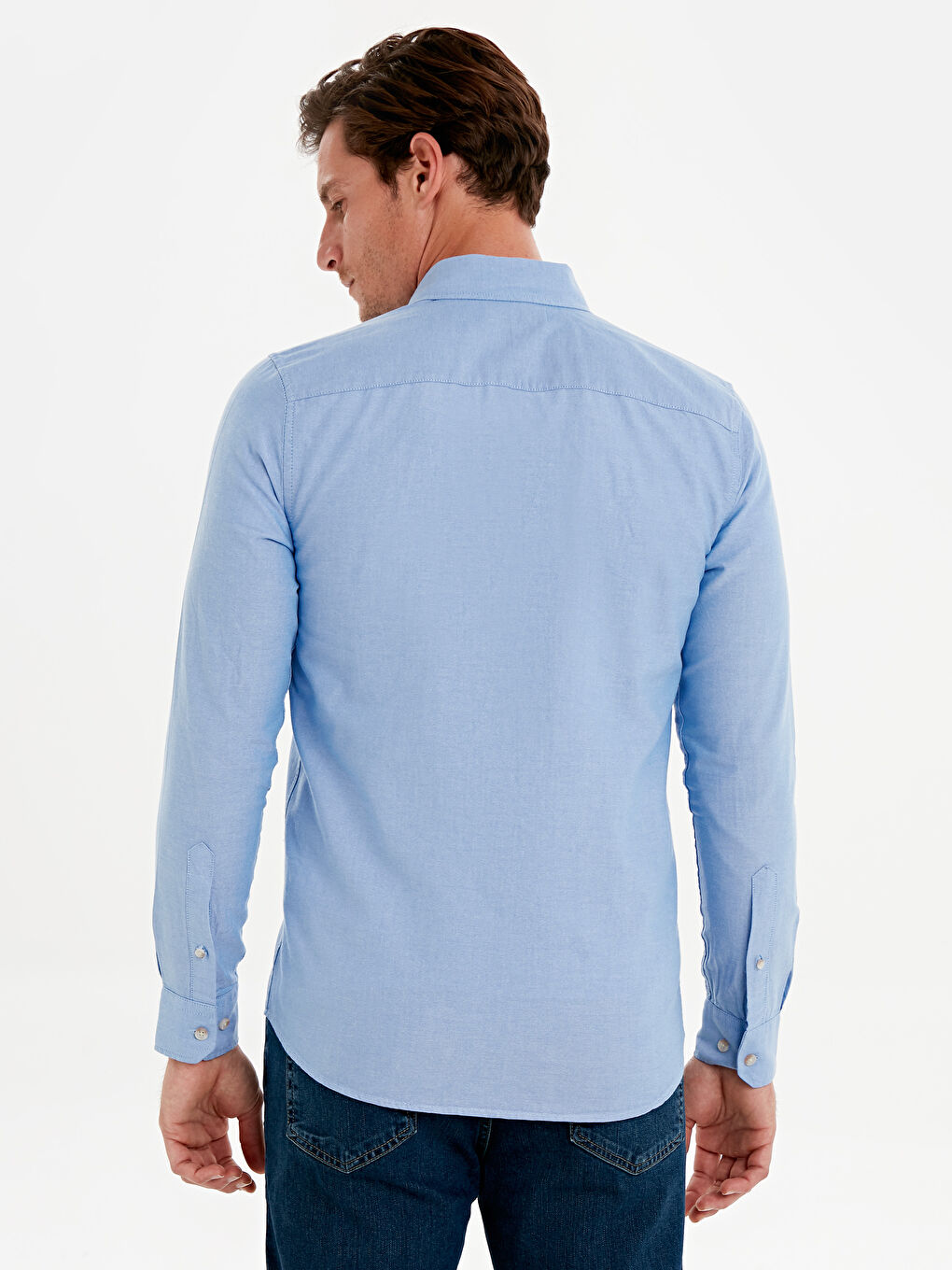 ерлерге арналған ұзын жеңді оксфорд жейде-2