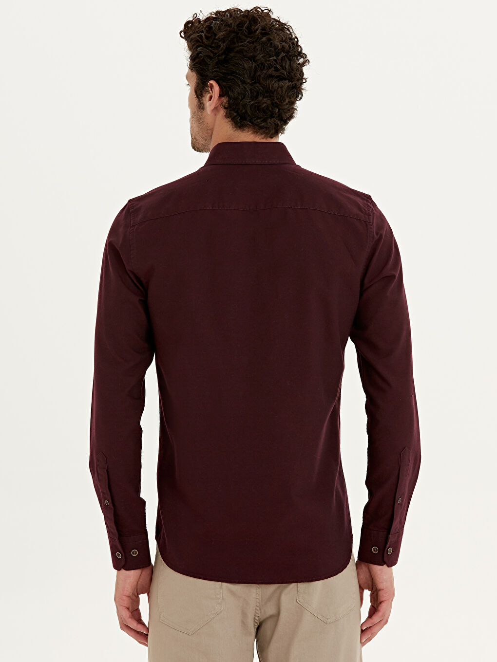 Мужчины Бордовый Рубашка-2