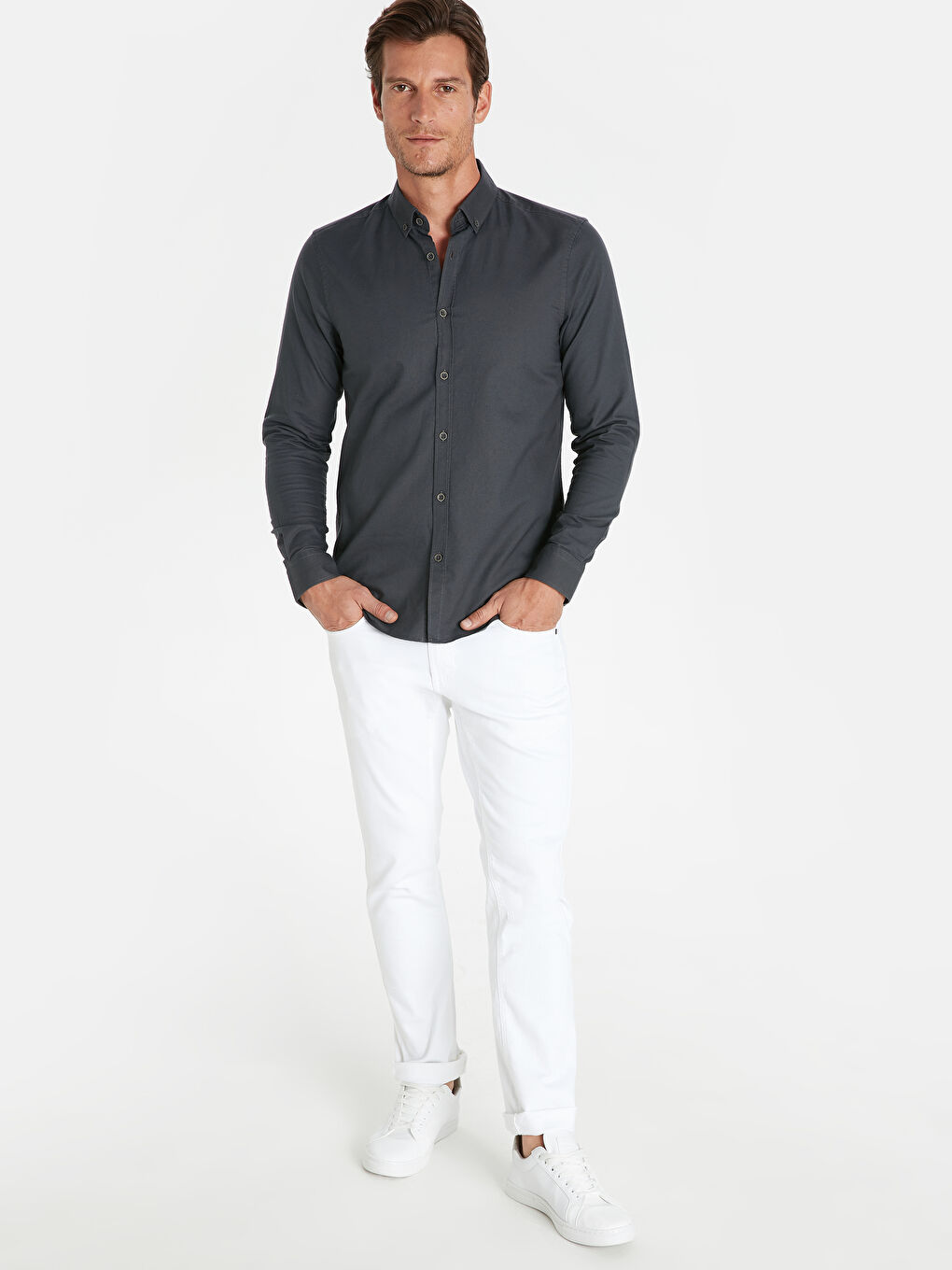 قميص رمادى مختلف الدرجات رجال-2