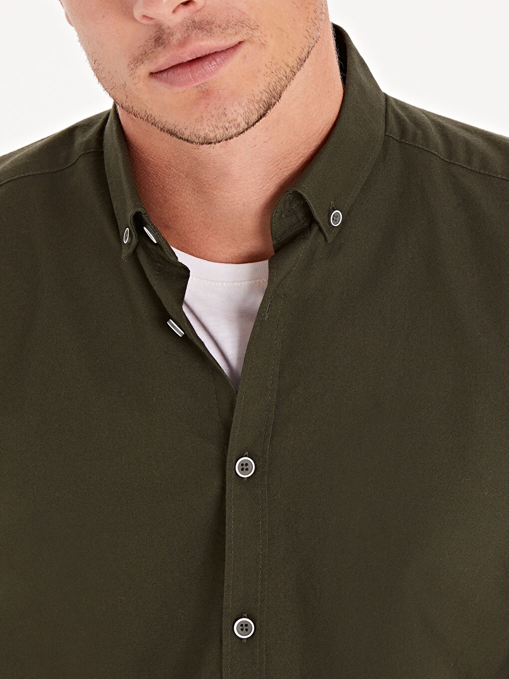 Yeşil Slim Fit Uzun Kollu Oxford Erkek Gömlek-3