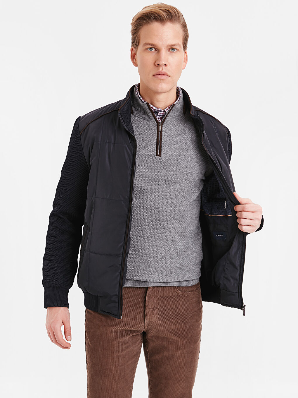 İndigo Dik Yaka Erkek Mont-1