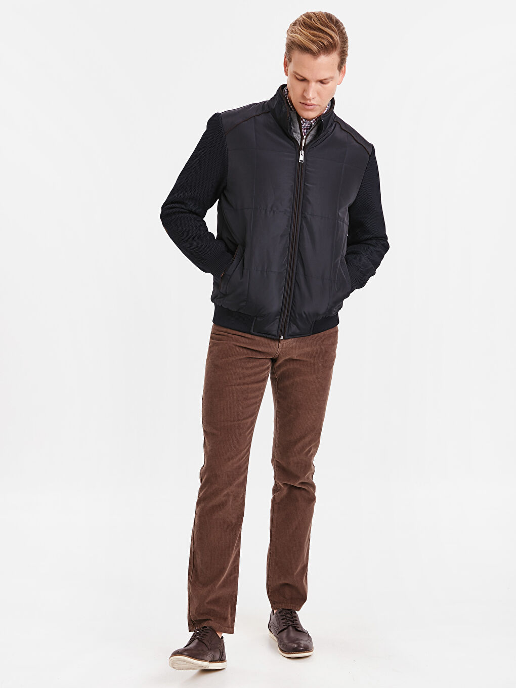 İndigo Dik Yaka Erkek Mont-3