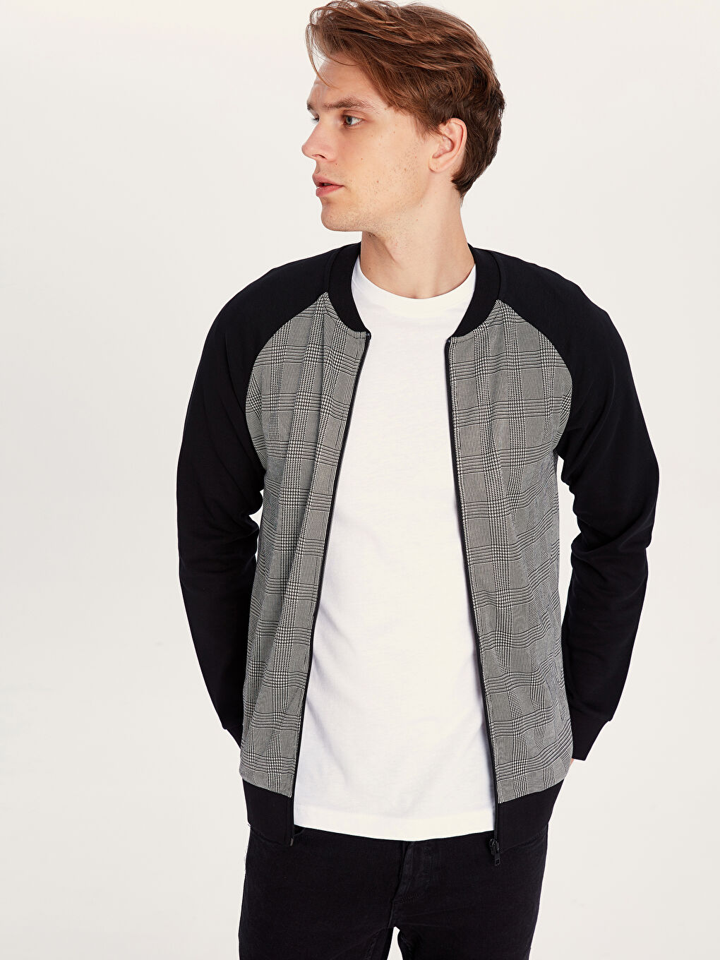 Gri Ekoseli Sweatshirt