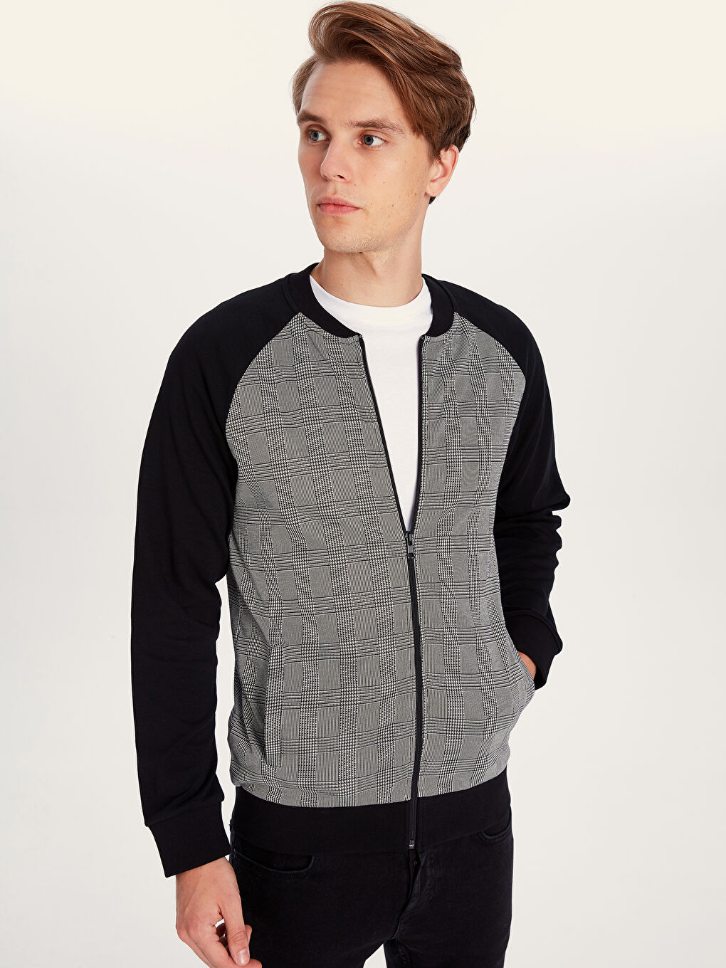 Gri Ekoseli Sweatshirt-1