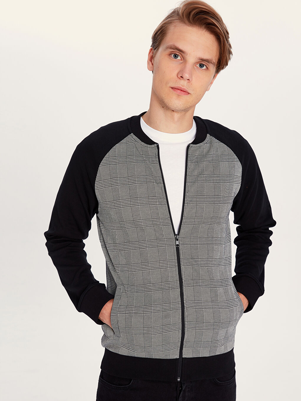 Gri Ekoseli Sweatshirt-2