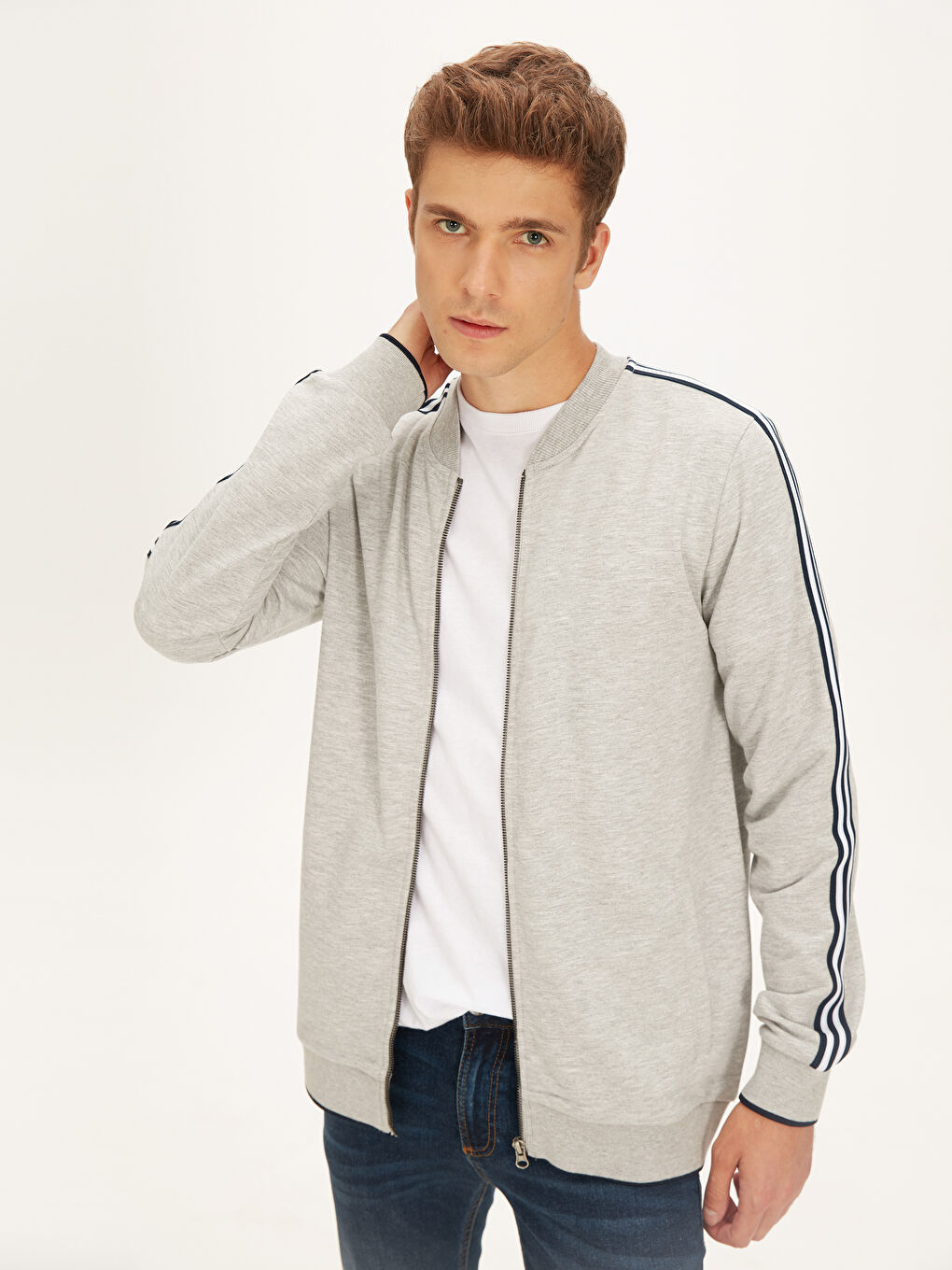 سويت شيرت بسحاب رمادى رجال-1