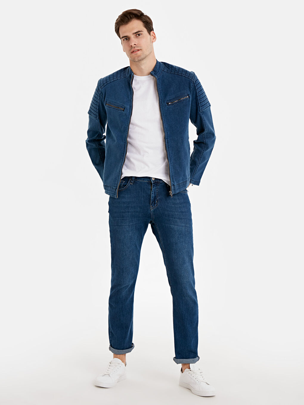İndigo Standart Kalıp Erkek Jean Ceket-2