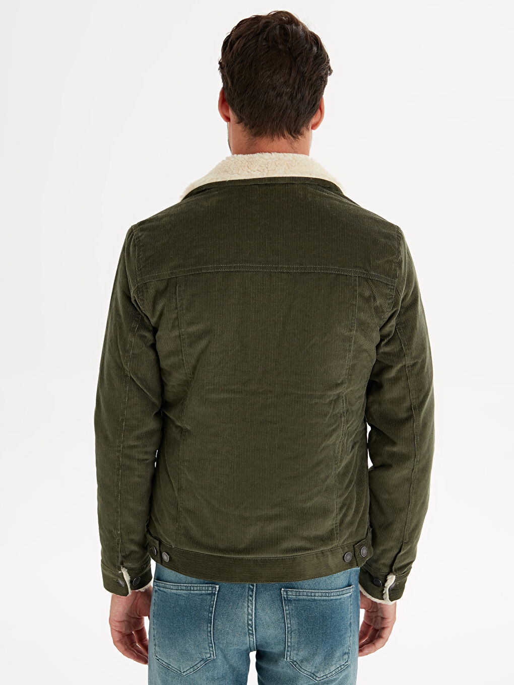 Haki Dik Yaka Erkek Kaban-3