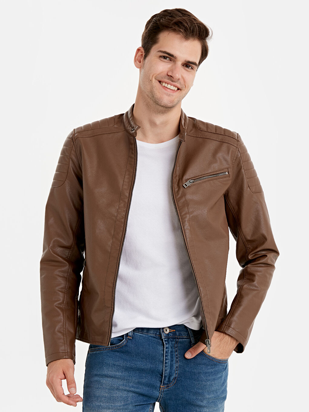 Lederlook-Mantel für Herren