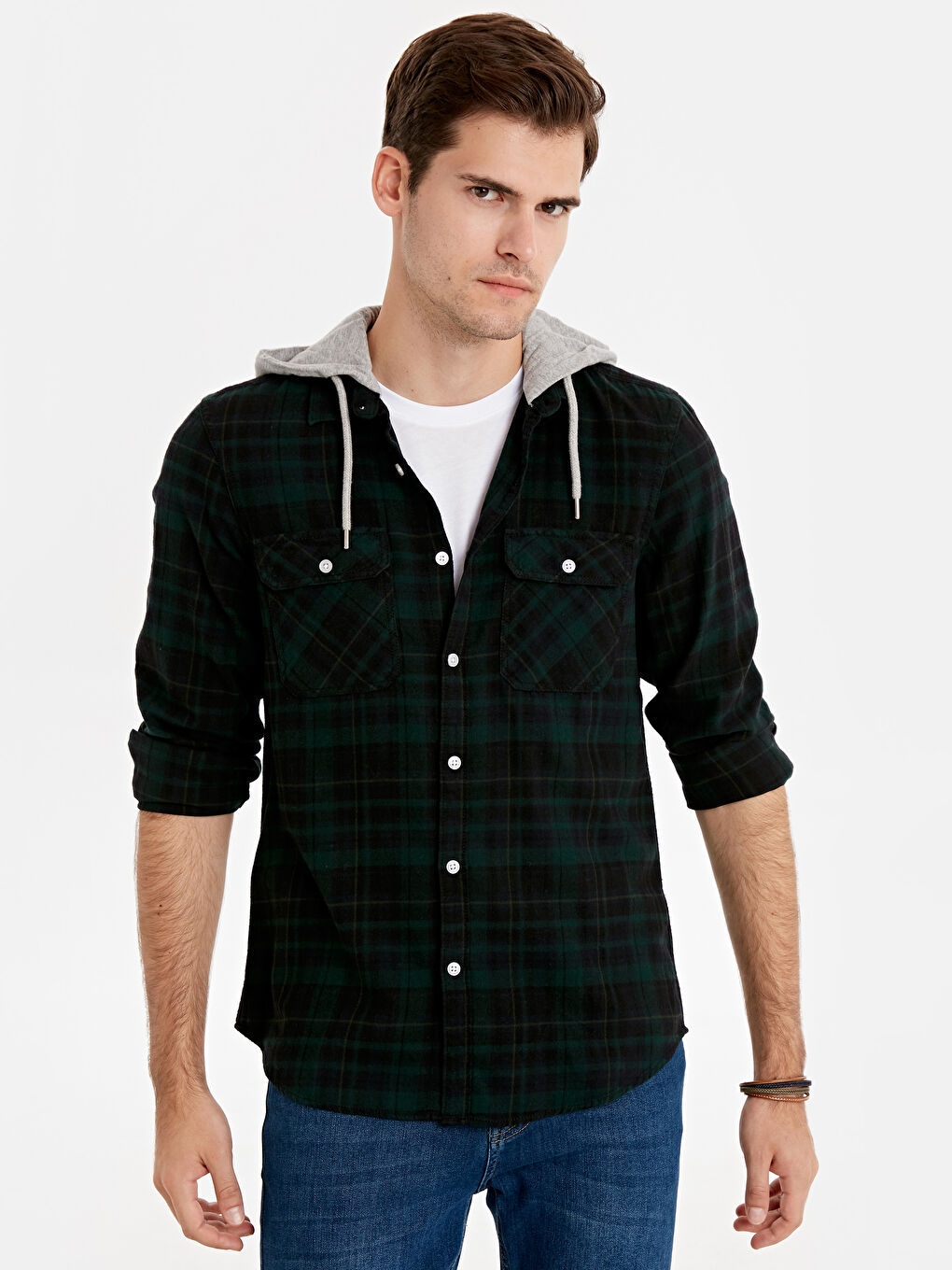 Man GREEN Flannel Shirt -9W1885Z8-LME