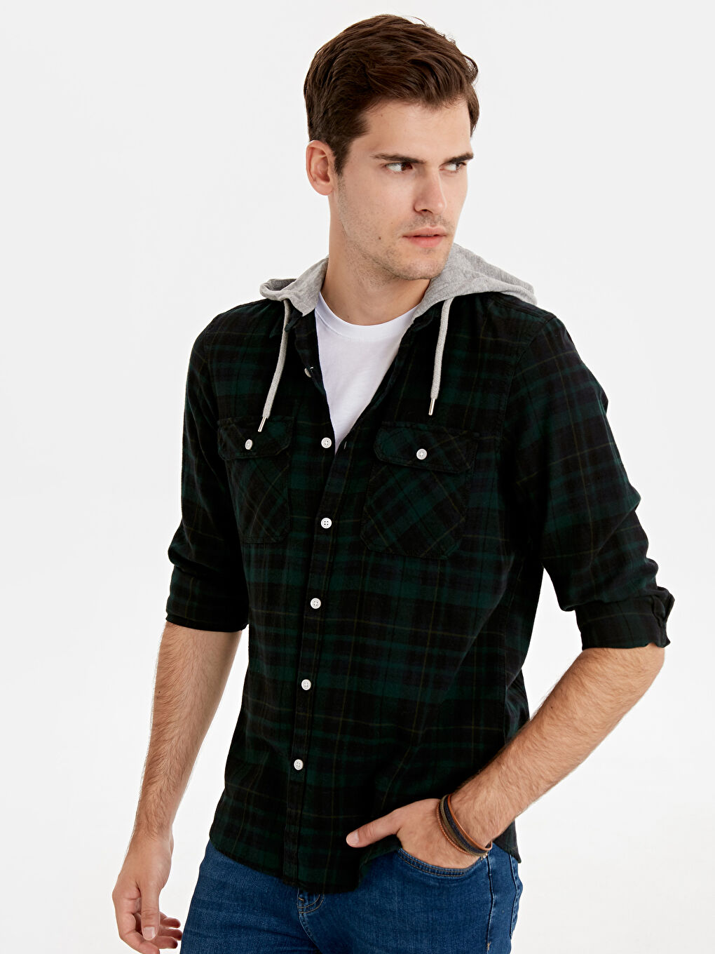 Man GREEN Flannel Shirt -9W1885Z8-LME