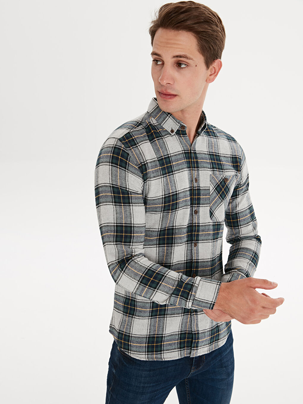 Man GREEN Flannel Shirt-1