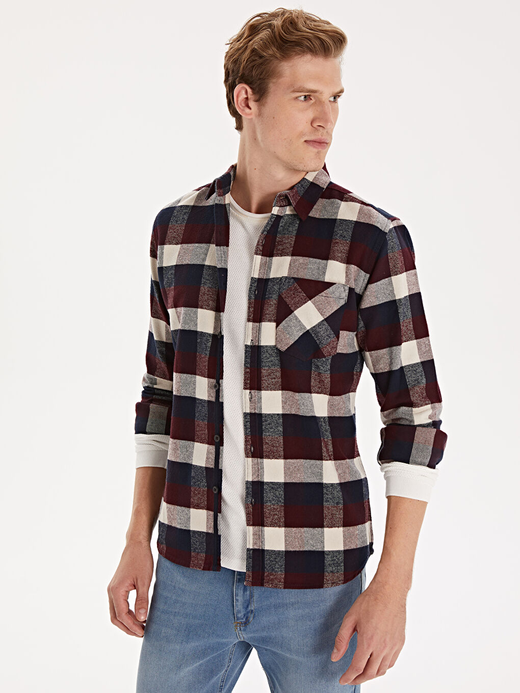 Man BORDEAUX Flannel Shirt-1