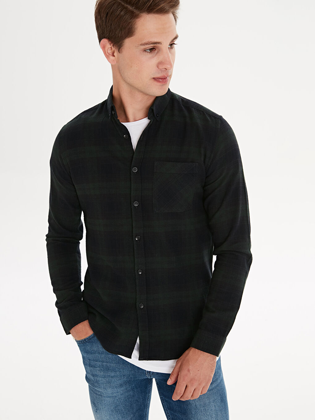 Man GREEN Flannel Shirt-1