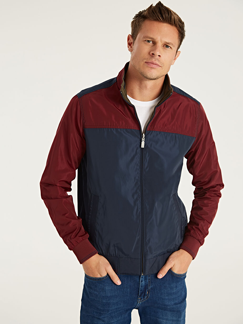 Haki Dik Yaka Erkek Mont-2